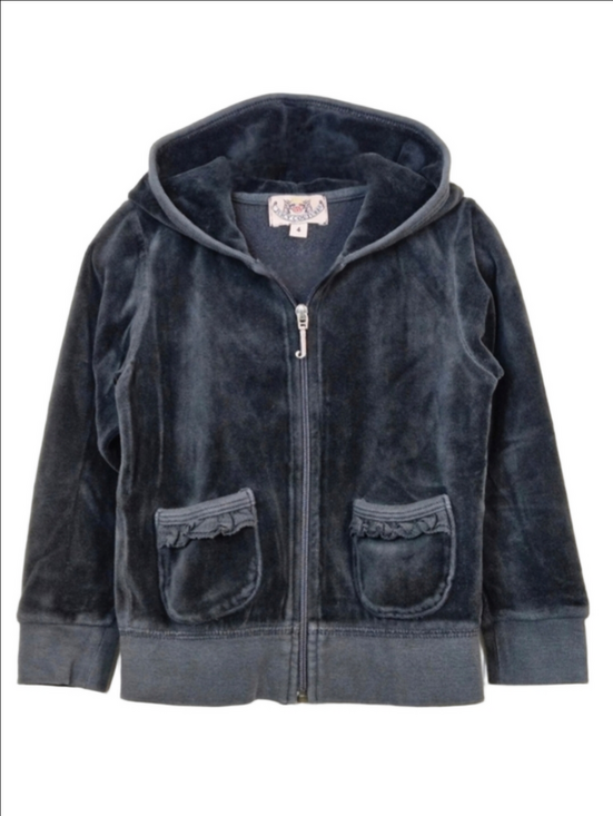 Juicy Couture Other - Juicy Couture Charcoal/Black Velour Zip Hoodie, Size 4 ~ EUC